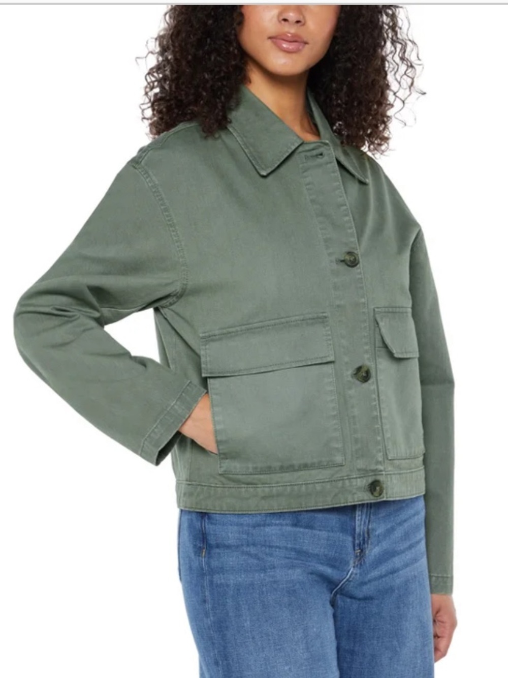 GAP Cropped Olive Green Utility Canvas Jacket